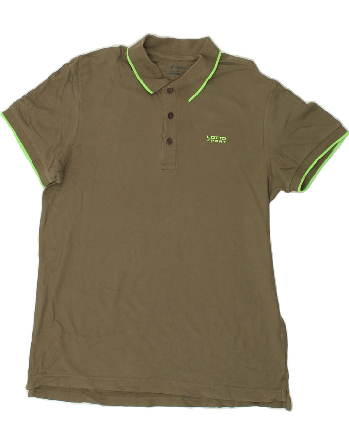 LOTTO Mens Polo Shirt XL Khaki Cotton Vintage Lotto and Second-Hand Lotto from Messina Hembry 