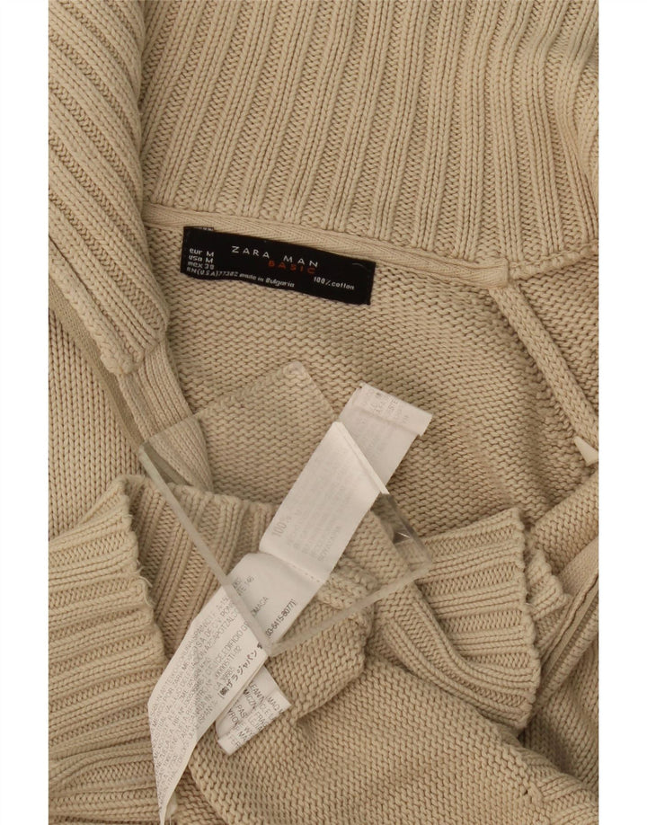 ZARA Herre cardigan sweater Medium Beige Bomuld