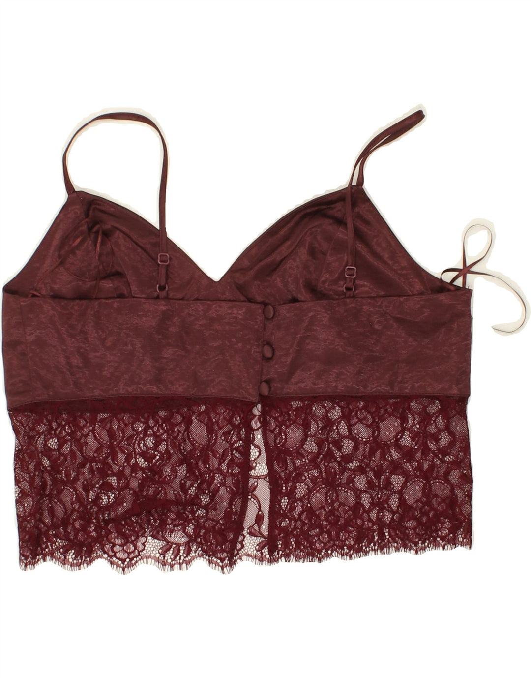 MISS SELFRIDGE Womens Lace Cami Top UK 14 Medium Maroon Floral Polyester Vintage Miss Selfridge and Second-Hand Miss Selfridge from Messina Hembry 
