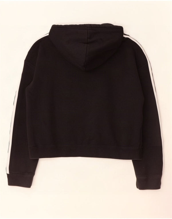 Adidas Womens Crop Oversized Hoodie Jumper UK 8 Small Black Bomuld