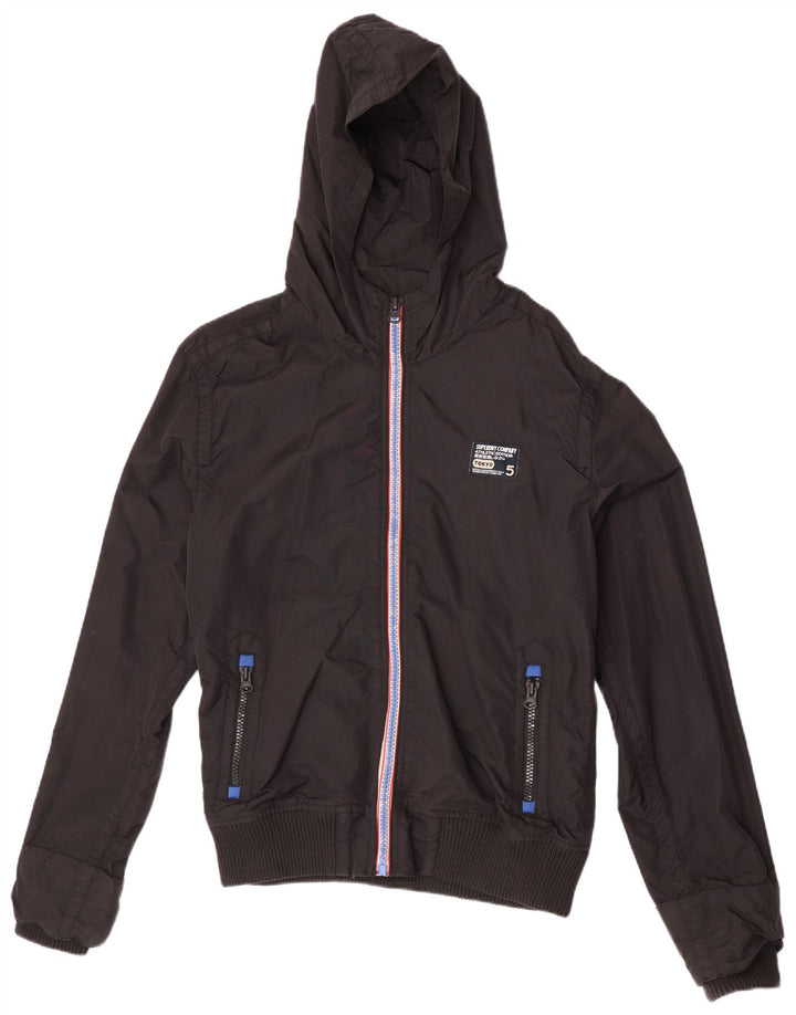 Superdry Bomberjakke med hætte til mænd UK 46 2XL sort nylon