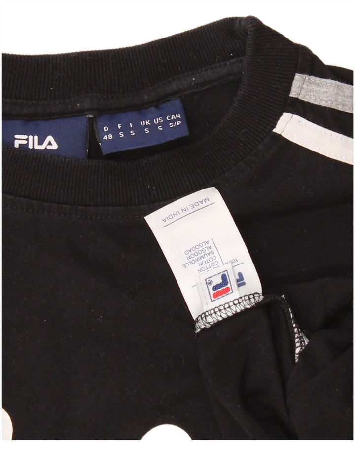 FILA Mens Graphic T-Shirt Top Small Black Cotton
