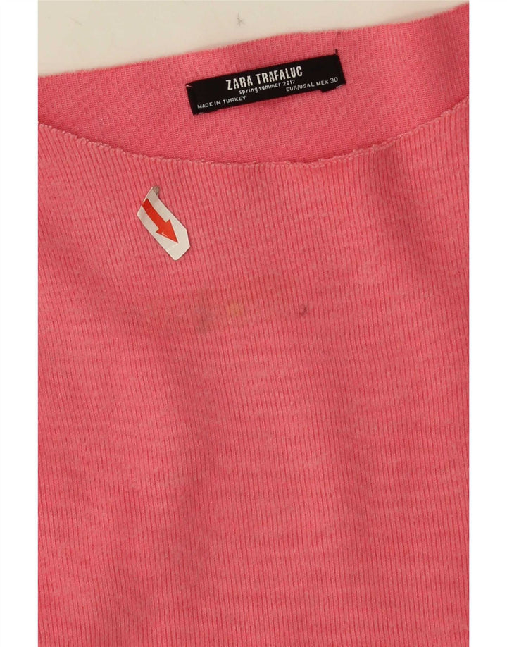 Zara Dame Oversized Top Langærmet UK 16 Large Pink Bomuld
