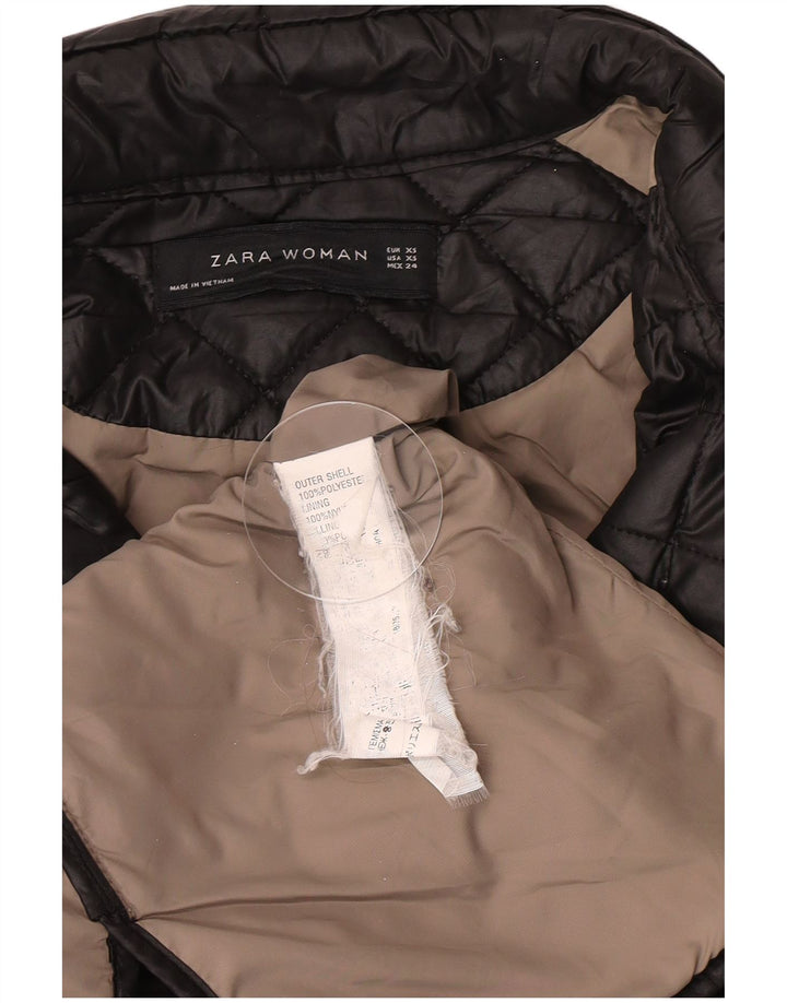 Zara Quiltet Overfrakke til kvinder UK 6 XS Sort Polyester
