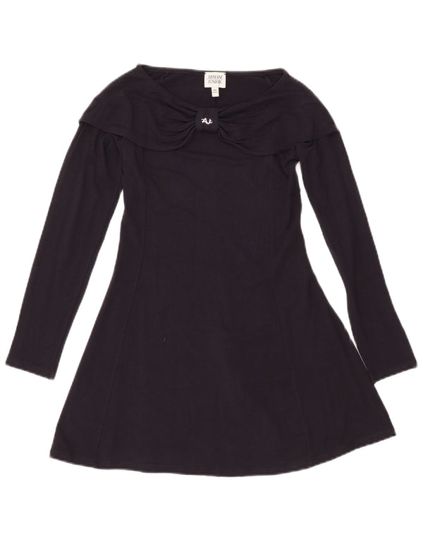 Armani Junior Piger Langærmet A-Line Kjole 9-10 År Navy Blue Viscose