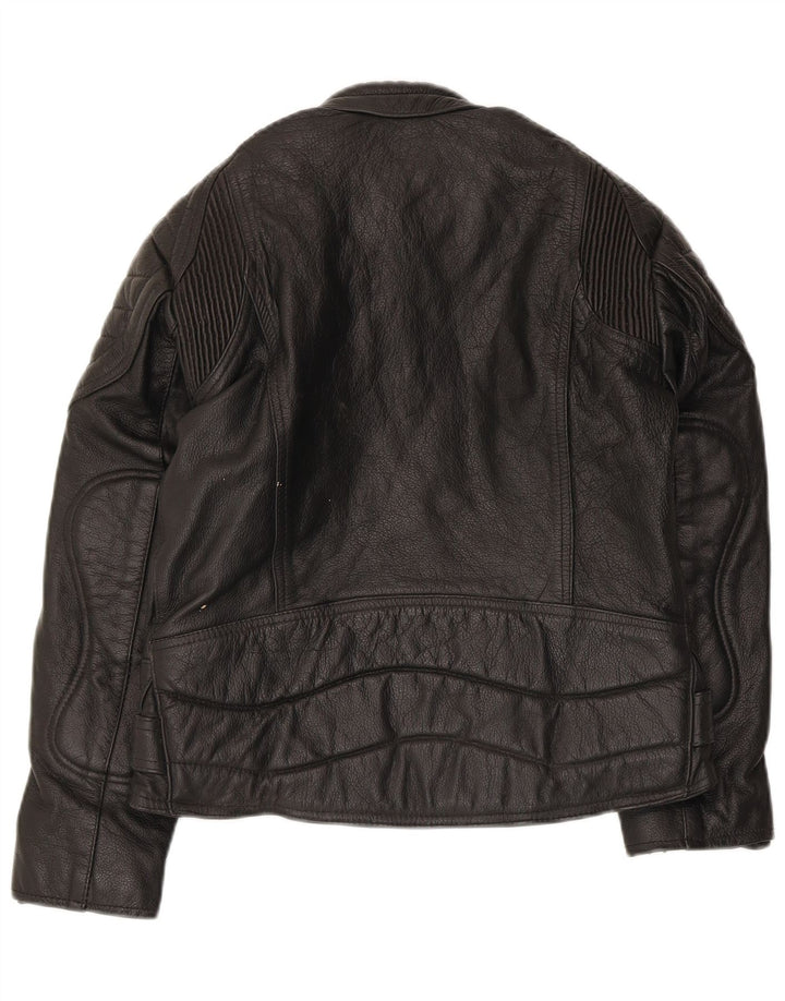 SKINTAN Racerjakke i læder til kvinder UK 10 Lille sort læder