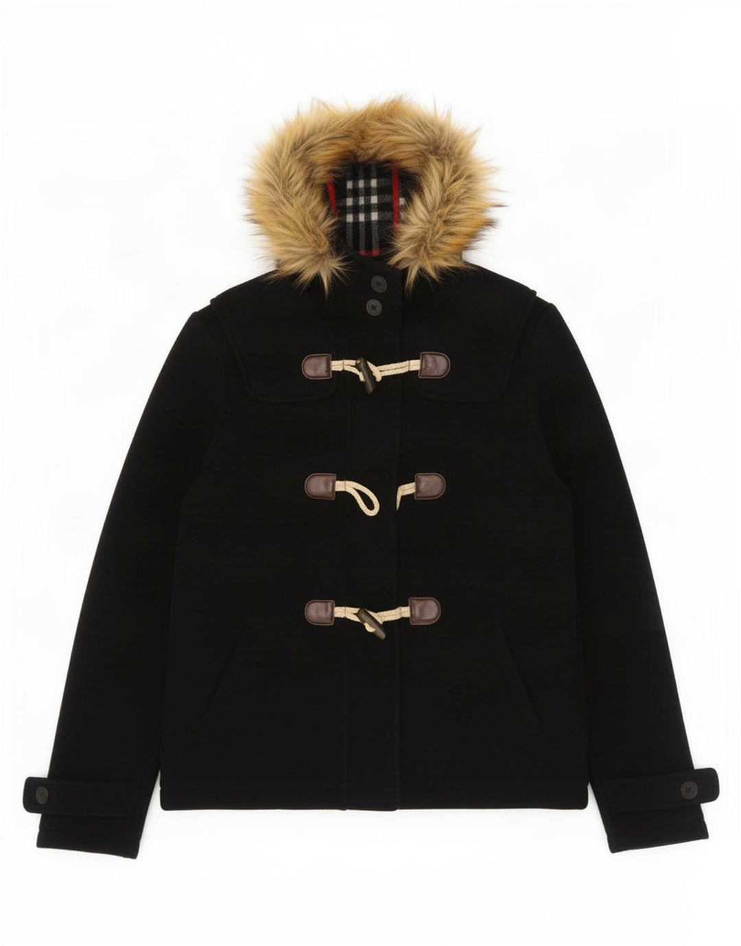 Fat Face Dame Hætte Duffle Jacket UK 10 Small Navy Blue Wool