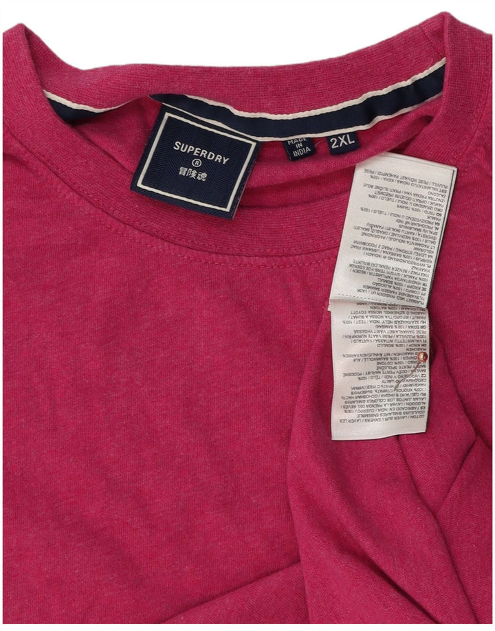 SUPERDRY Herre T-Shirt Top 2XL Pink Bomuld