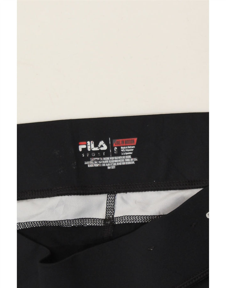 FILA Womens Capri Leggings UK 10 Small  Black Colourblock Polyester Vintage Fila and Second-Hand Fila from Messina Hembry 