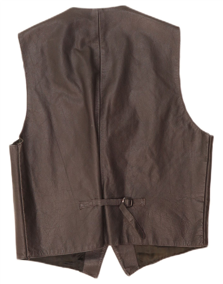 Vintage herre læder vest XL sort læder