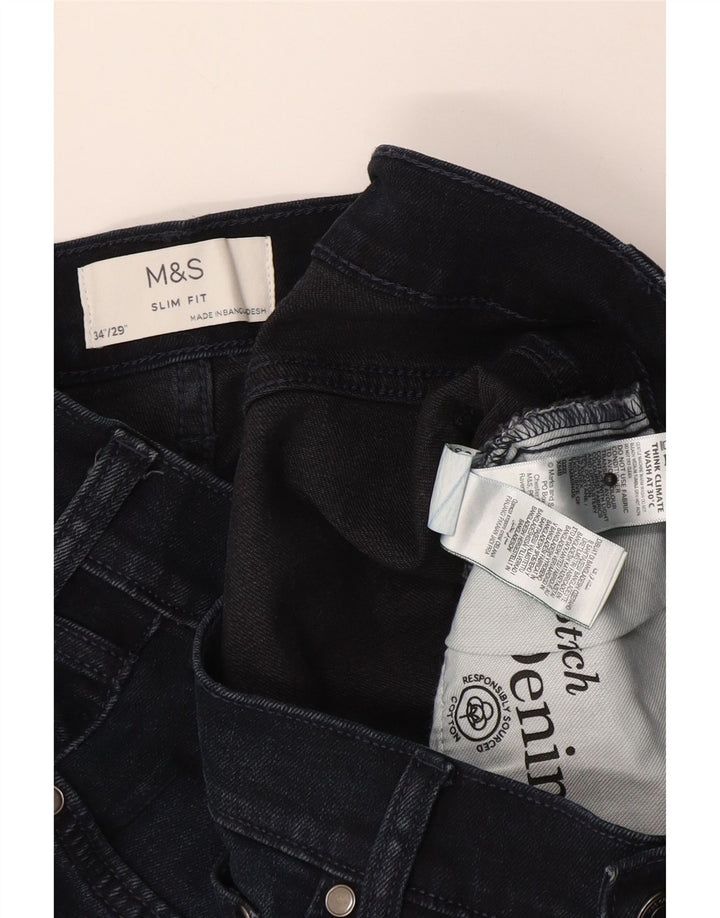 Marks & Spencer Herre Slim Jeans W34 L29 Marineblå Bomuld