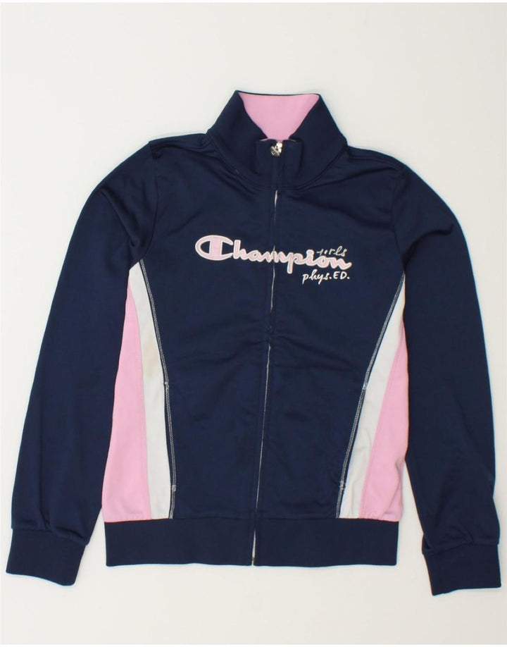 CHAMPION Girls Tracksuit Top Jacket 11-12 Years Large  Navy Blue Vintage Champion and Second-Hand Champion from Messina Hembry 