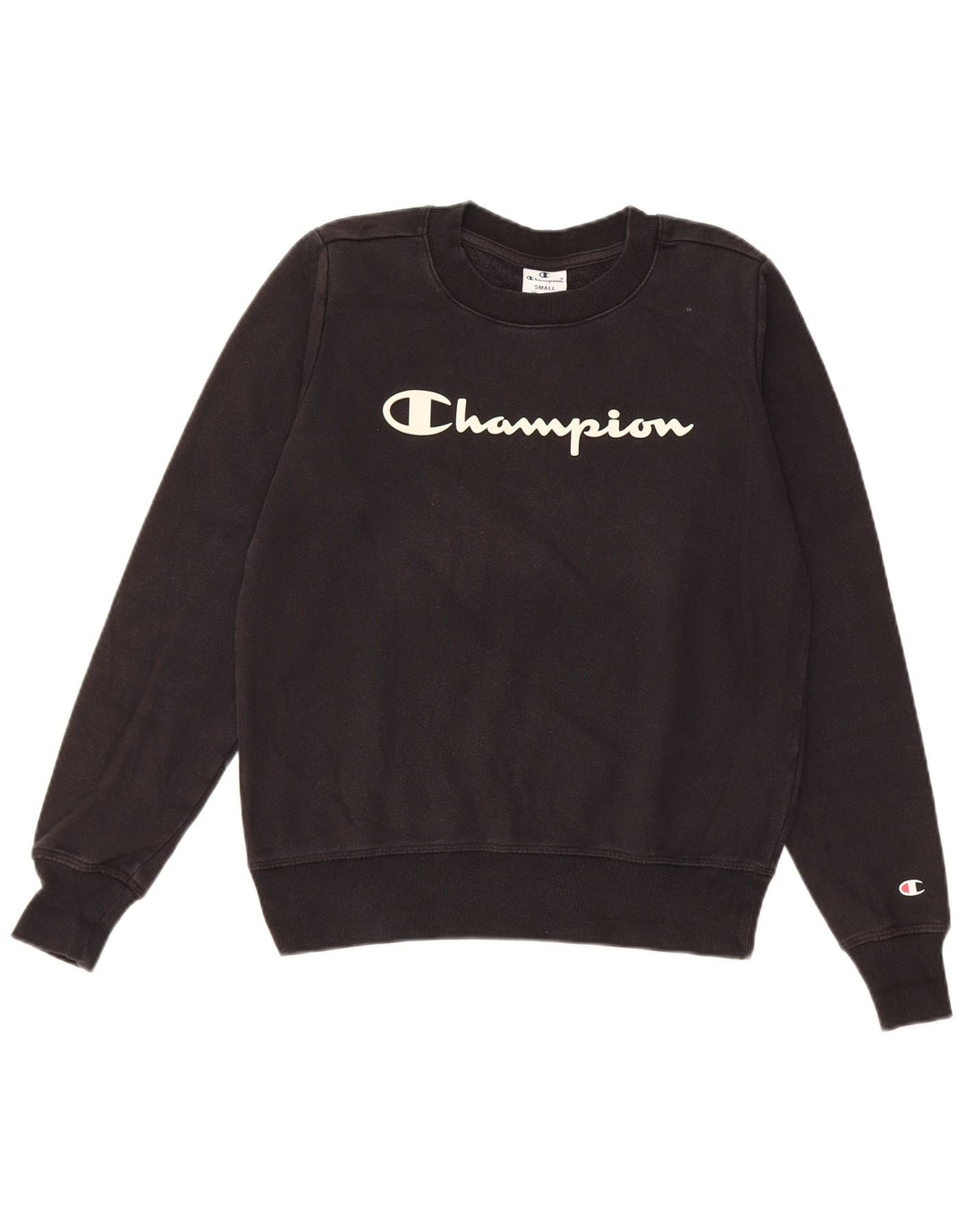 Champion Dame Grafisk Sweatshirt Jumper UK 10 Lille sort bomuld