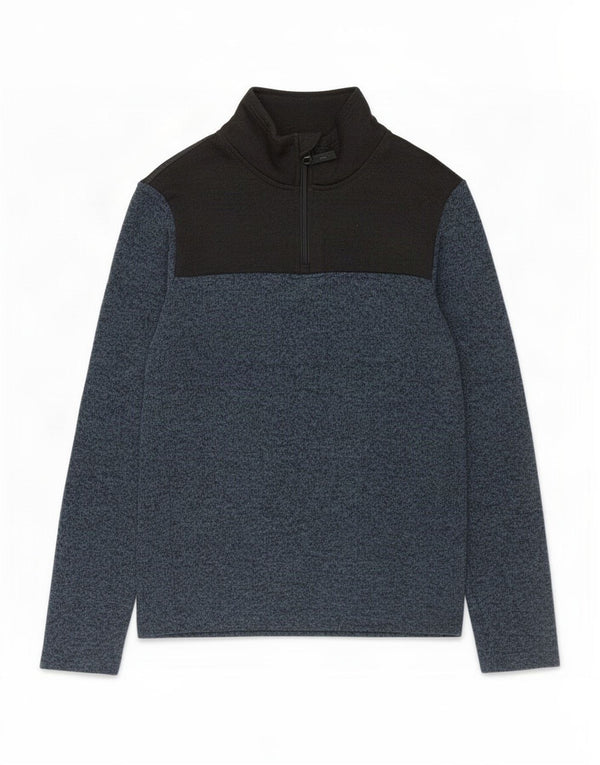 Mountain Warehouse Herre Zip Neck Sweatshirt Jumper XS Navy Blue Colourblock