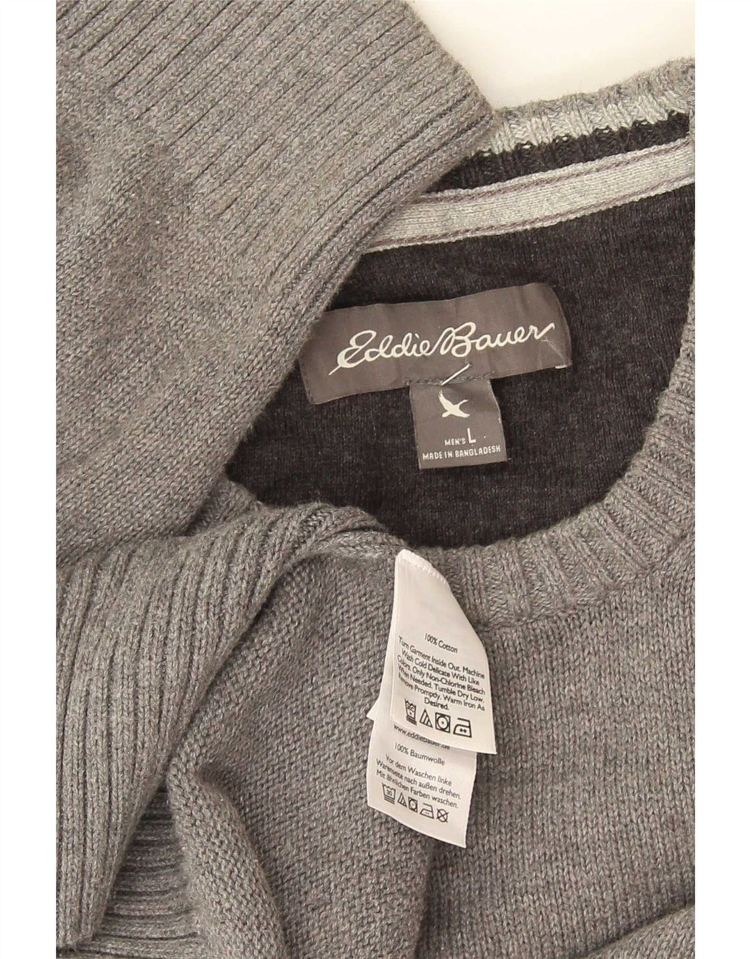 Eddie Bauer Herre trøje med rund hals, stor grå bomuld