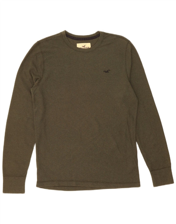 HOLLISTER Mens Top Long Sleeve Medium Green Cotton