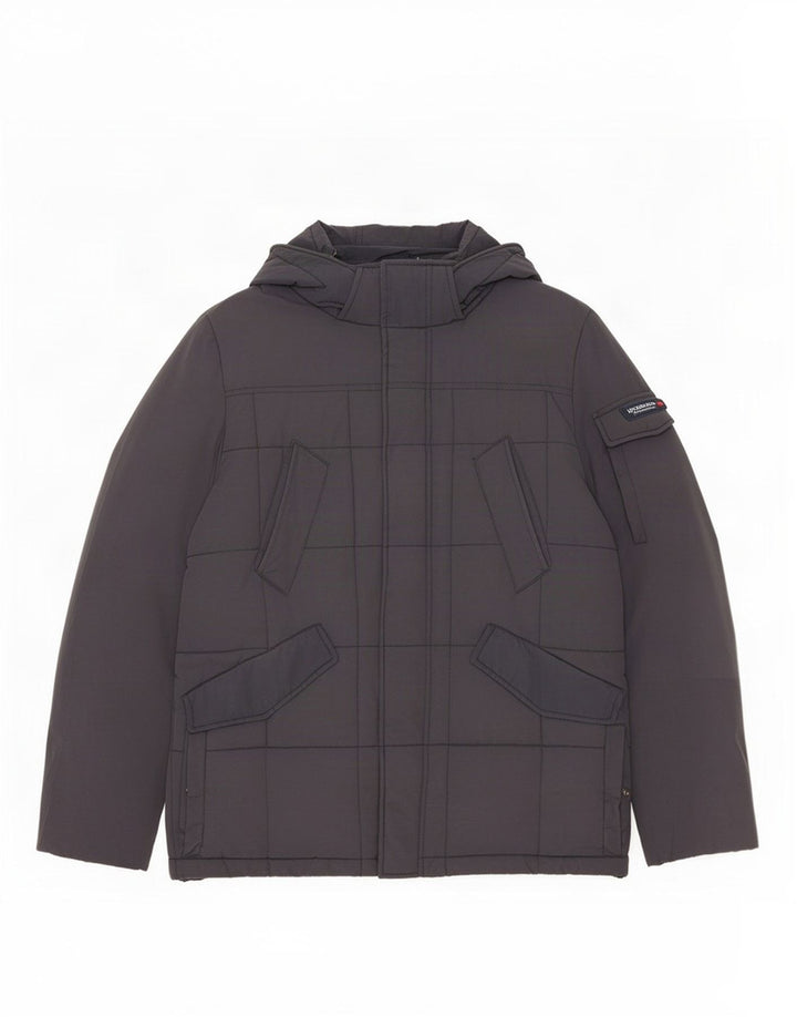 Woolrich Herre hættepolstret jakke UK 40 Stor marineblå nylon