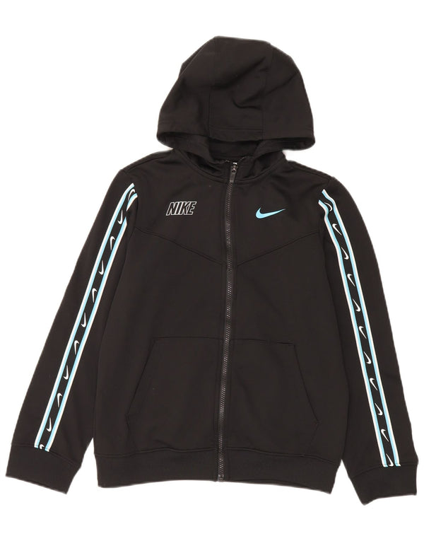 Nike drenge Dri Fit grafisk hættetrøje med lynlås 12-13 år stor sort