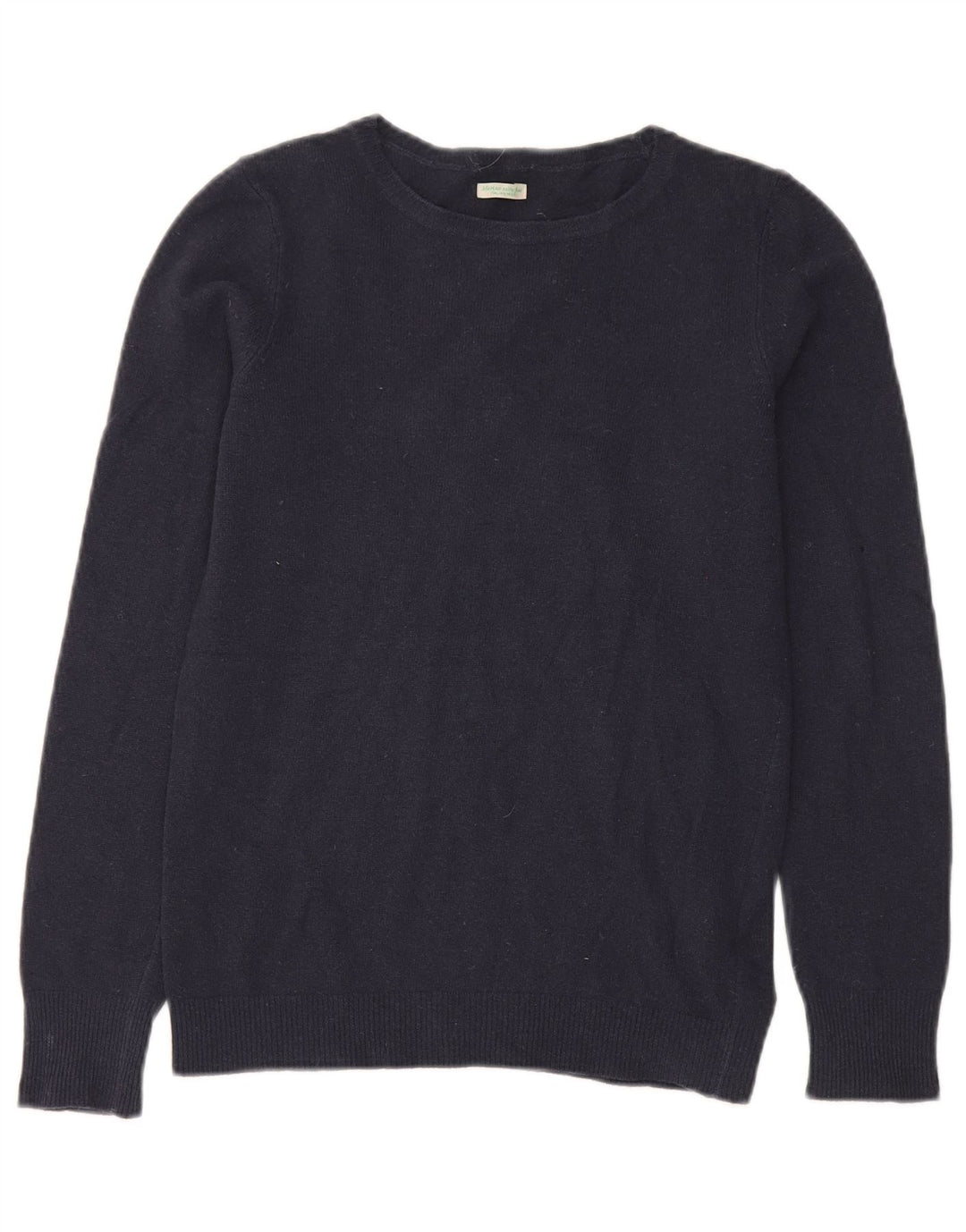 BENETTON Herre Boat Neck Jumper Sweater Small Navy Blue Virgin Wool