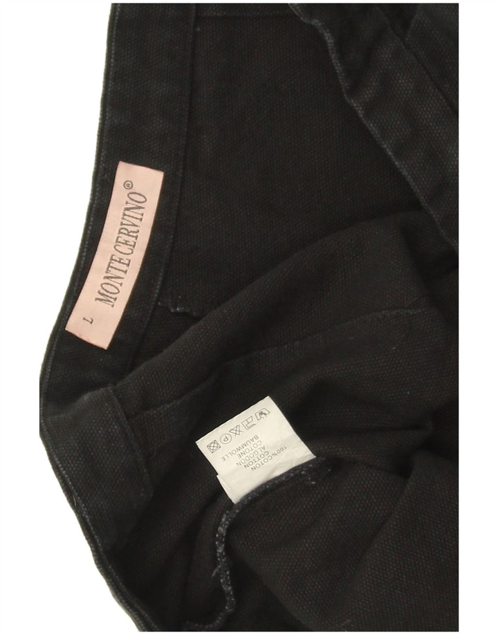 Vintage Kvinders Grafiske Chino Shorts Large W30 Sort Bomuld