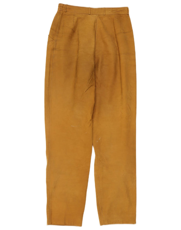 Vintage højtaljede læderbukser til kvinder IT 42 Medium W26 L30 Beige
