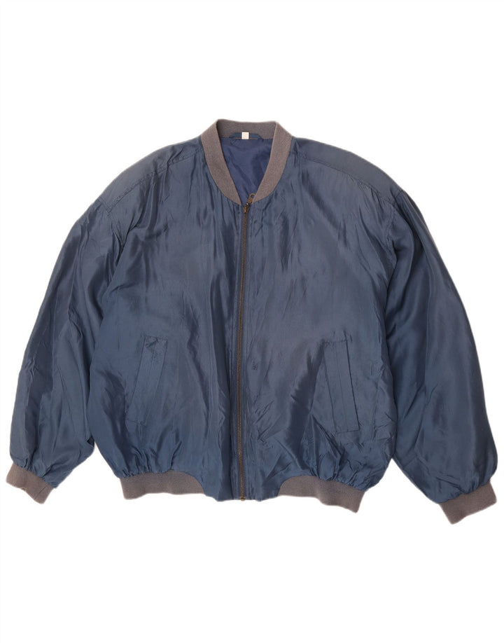 Vintage bomberjakke til mænd UK 42 XL blå silke