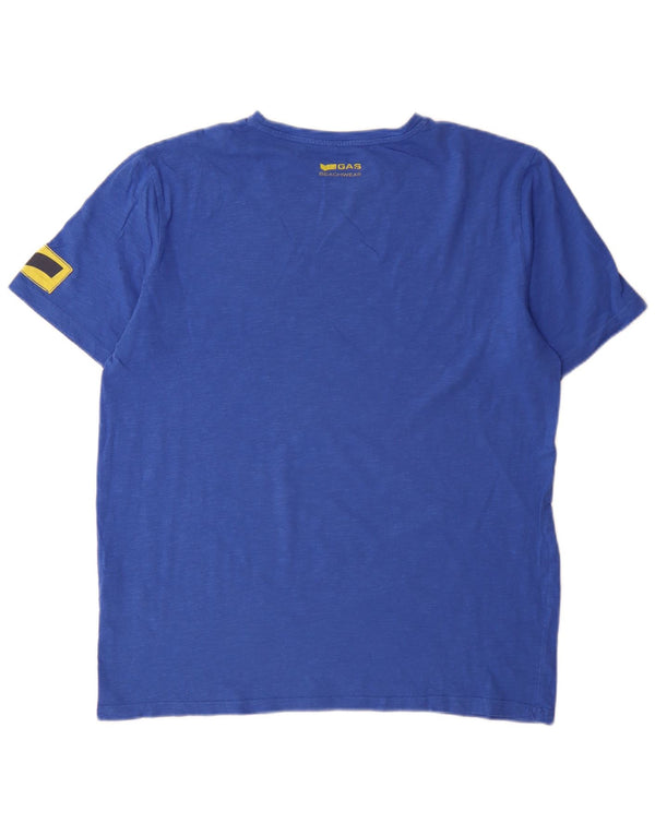 Gas Herre T-Shirt Top 2XL Blå Flecked Bomuld