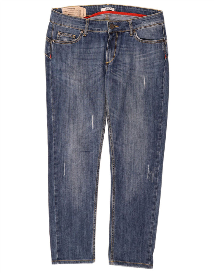 Liu Jo Dame Distressed Slim Jeans W33 L29 Blå Bomuld