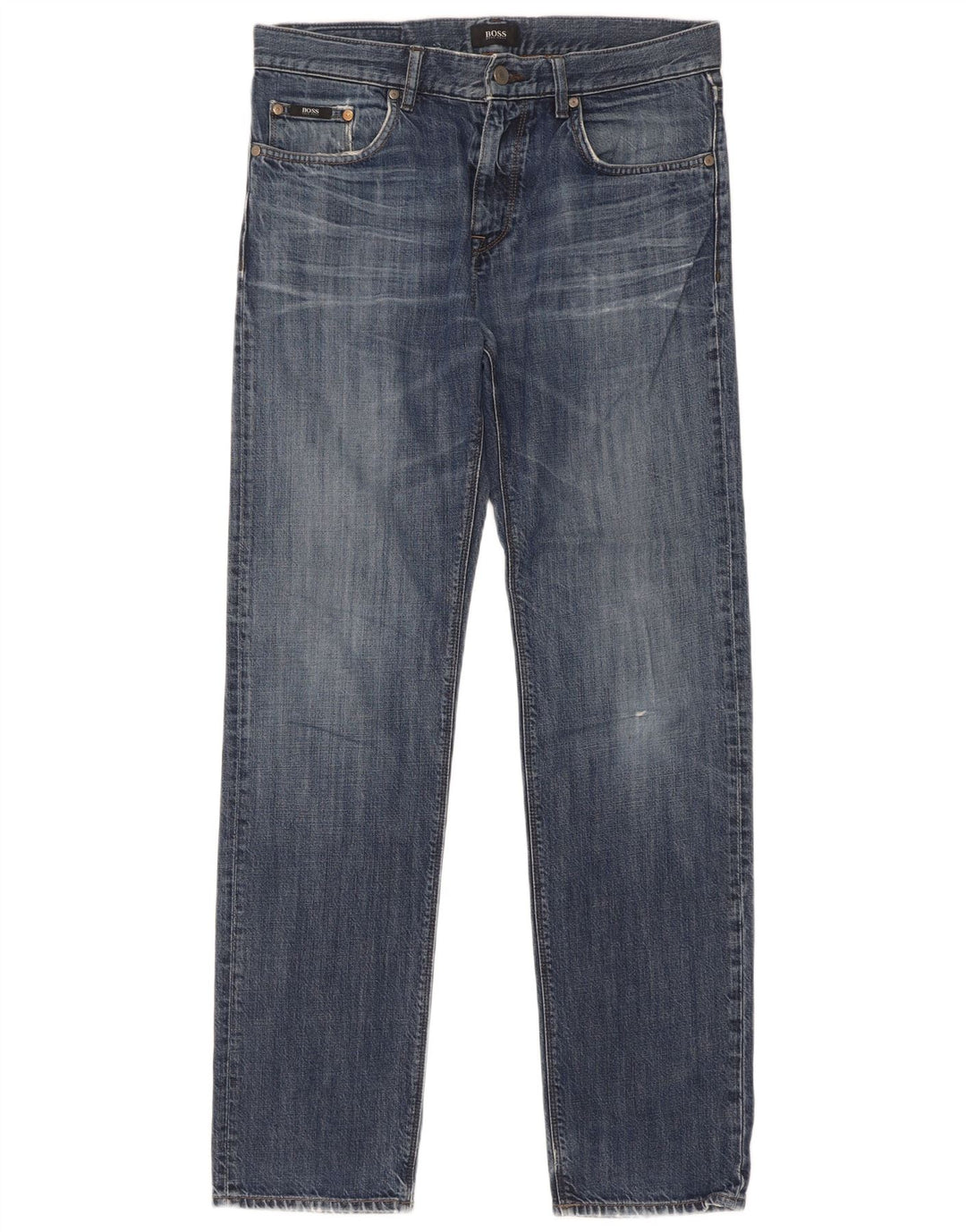 Hugo Boss Straight Jeans til mænd W32 L34 Blå Bomuld