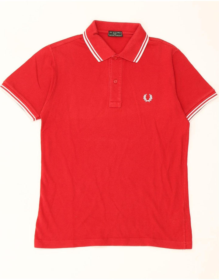 FRED PERRY drenge polo shirt 13-14 år rød stribet bomuld