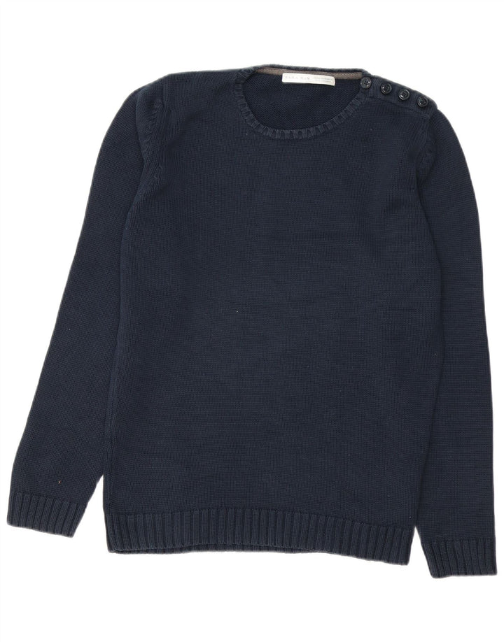 ZARA sweater med rund hals til mænd mellem marineblå bomuld