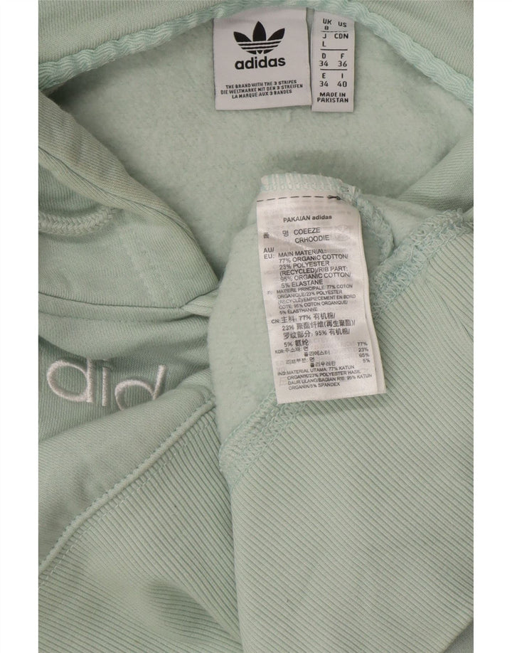 Adidas Womens Oversized Crop Graphic Hoodie Jumper UK 8 Small Turquoise