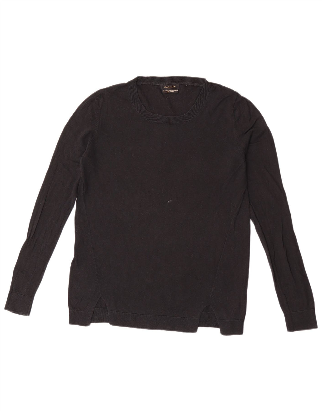 Massimo Dutti Dame Crew Neck Jumper Sweater UK 14 Medium Sort Bomuld