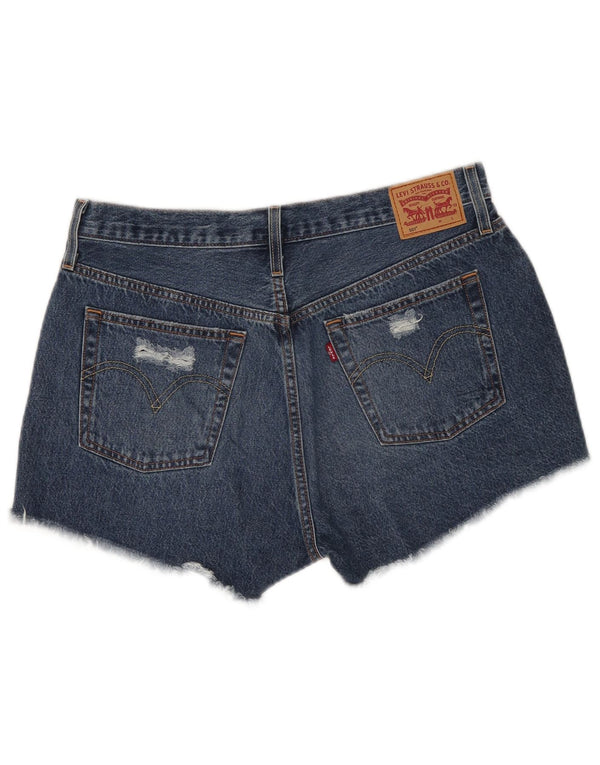 Levi's Womens 501 Distressed Denim Shorts W32 Large Blue Cotton