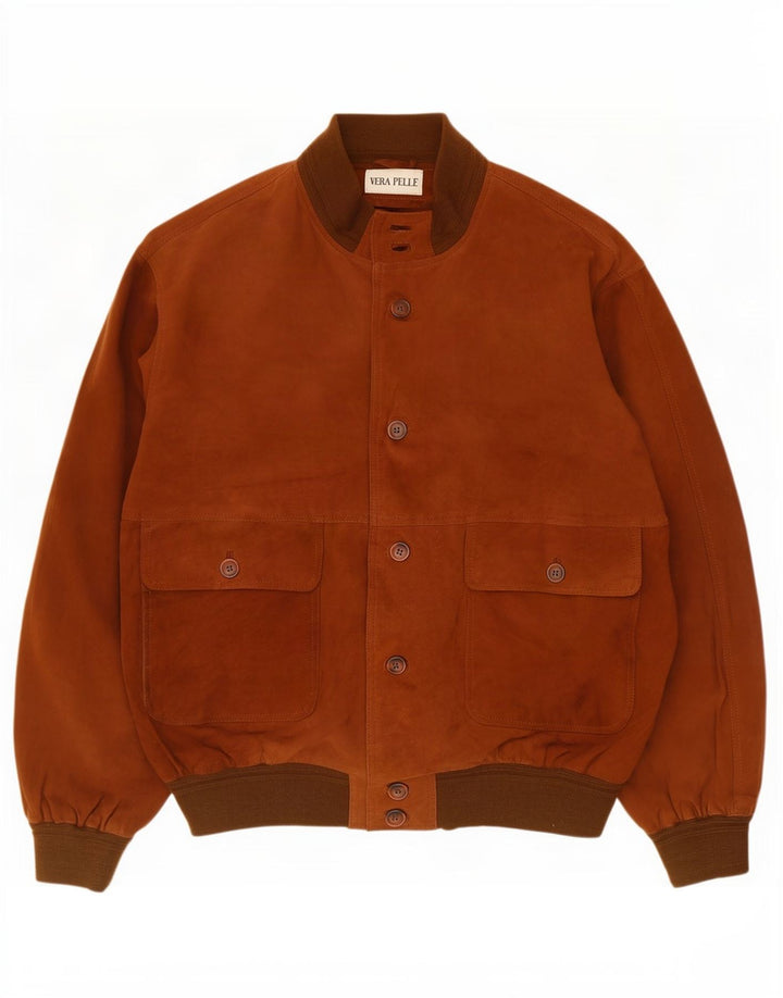 Vintage herre ruskind bomberjakke UK 42 XL brunt læder