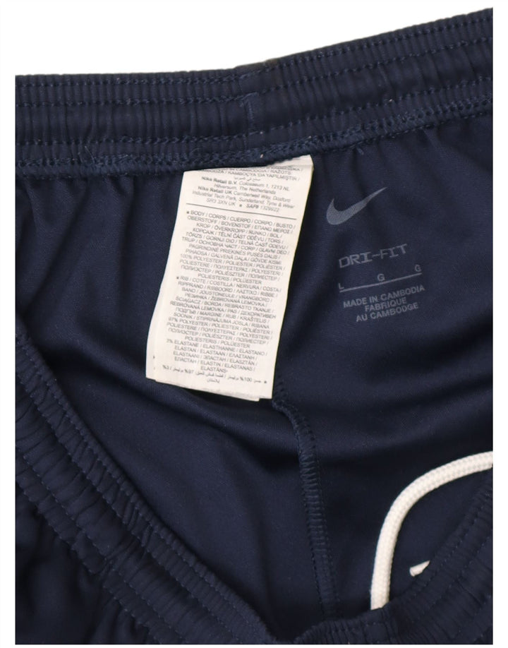 Nike Dame Dri Fit træningsdragt Bukser UK 14 Large Navy Blue Polyester