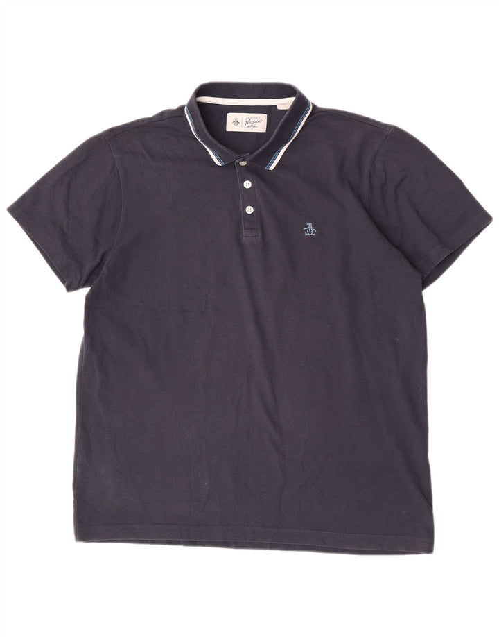 Penguin herre poloshirt Stor marineblå stribet bomuld