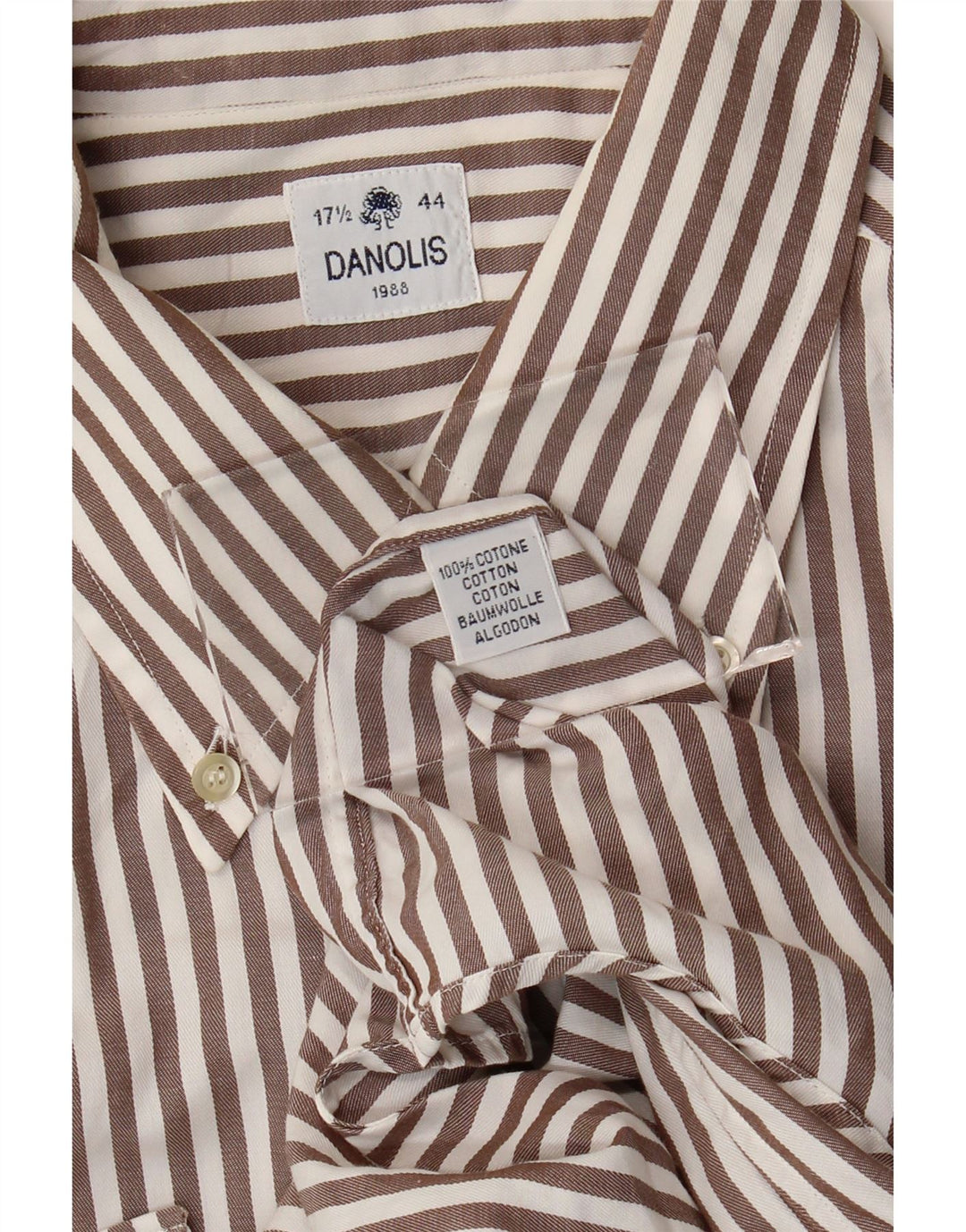 Danolis Herreskjorte str. 44 17 1/2 XL Brunstribet bomuld