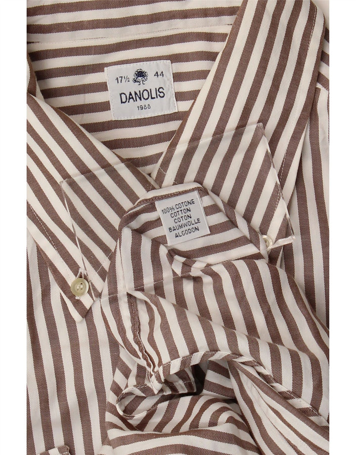 Danolis Herreskjorte str. 44 17 1/2 XL Brunstribet bomuld