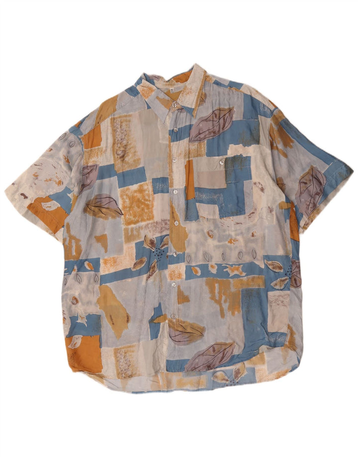 Vintage herre abstrakt mønster skjorte størrelse 43/44 XL flerfarvet