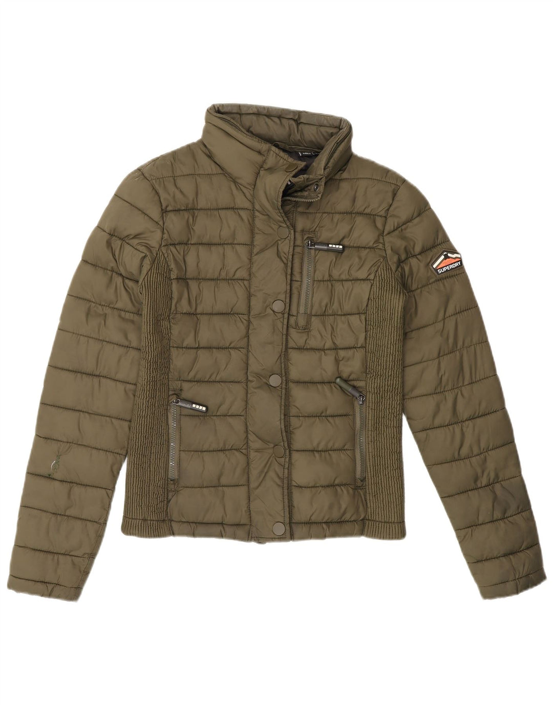 SUPERDRY Womens Padded Jacket UK 8 Small Green Nylon