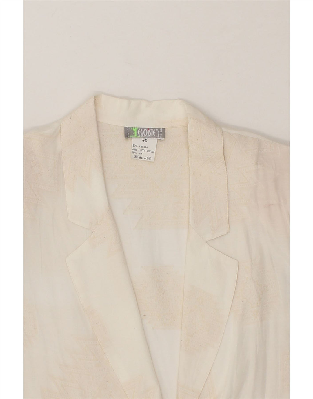 EGOISTE Womens 2 Button Blazer Jacket IT 46 Large Beige Fair Isle Aztec Vintage Egoiste and Second-Hand Egoiste from Messina Hembry 