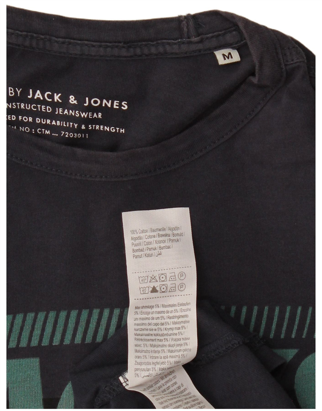 JACK & JONES Herre grafisk T-shirt top mellem marineblå bomuld