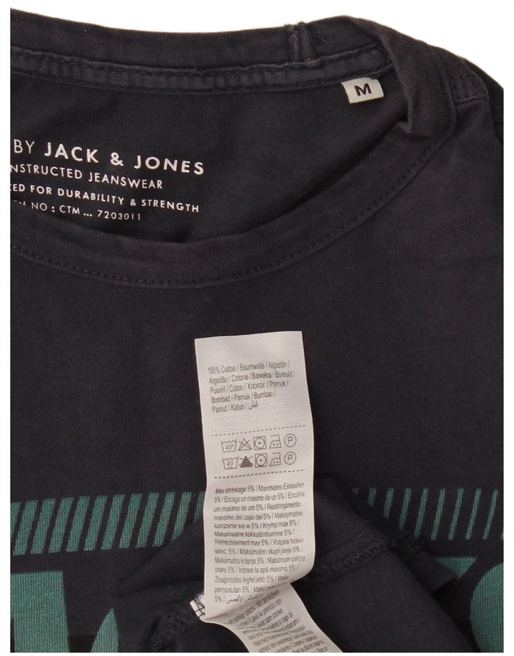 JACK & JONES Herre grafisk T-shirt top mellem marineblå bomuld