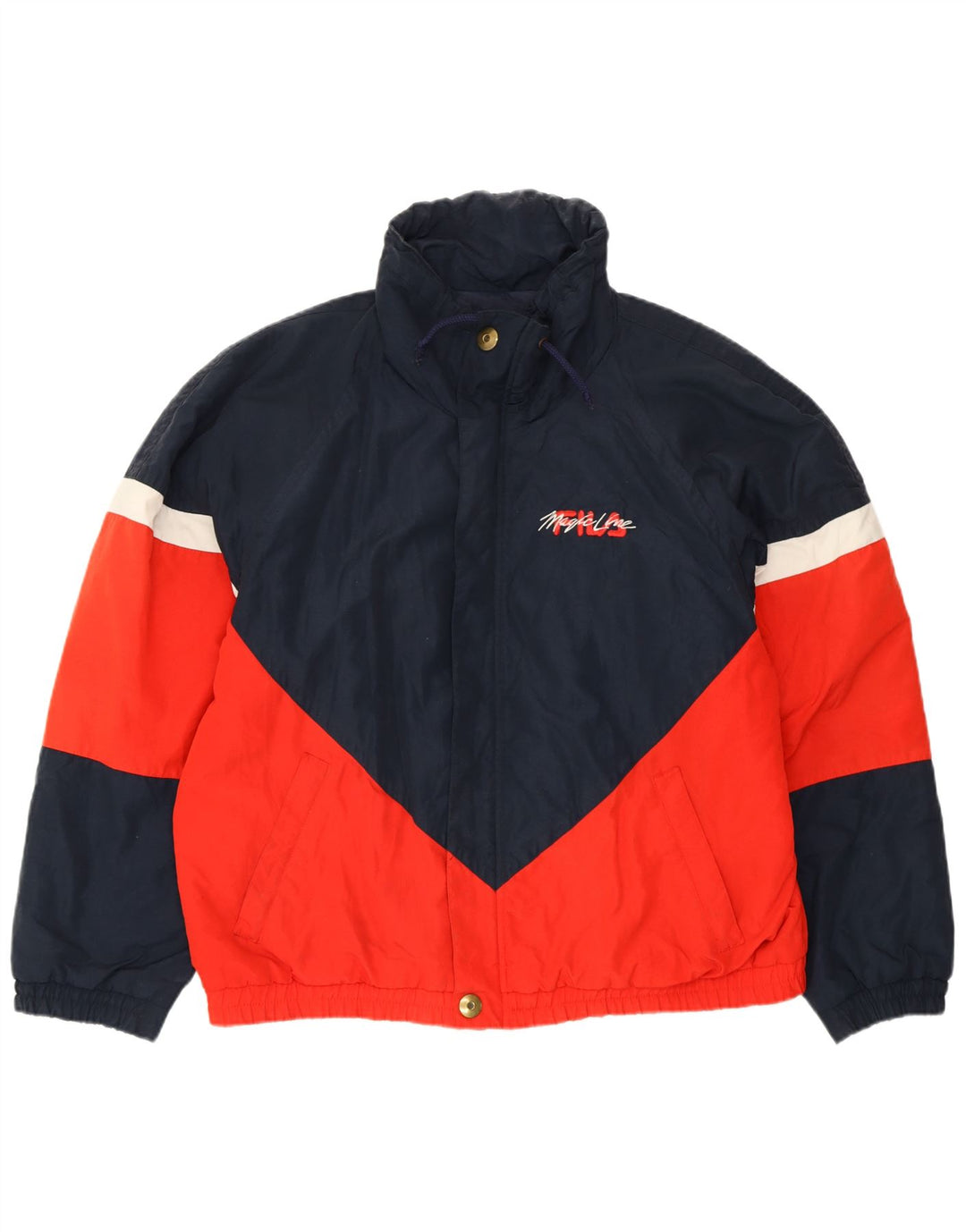 FILA Herre Magic Line polstret jakke UK 42 XL Navy Blue Colourblock