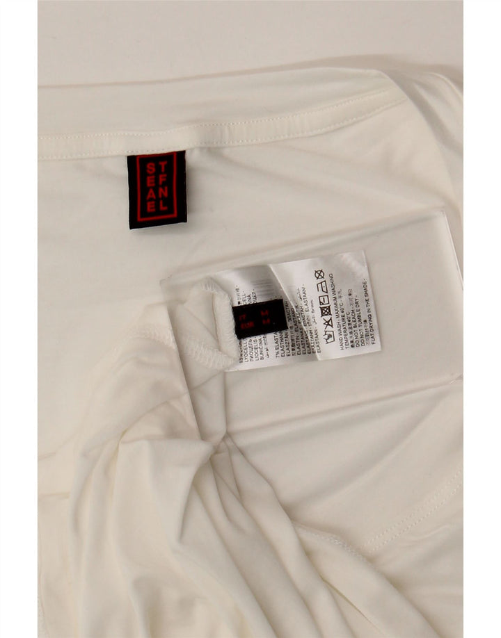 Stefanel Damevest Top UK 14 Medium White Lyocell
