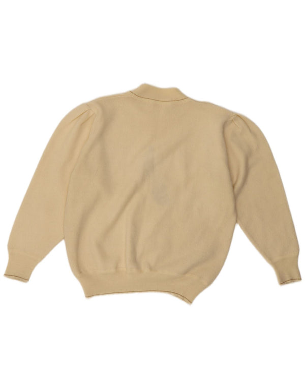 Vintage kvinders grafisk skildpaddehals sweater UK 18 XL Beige