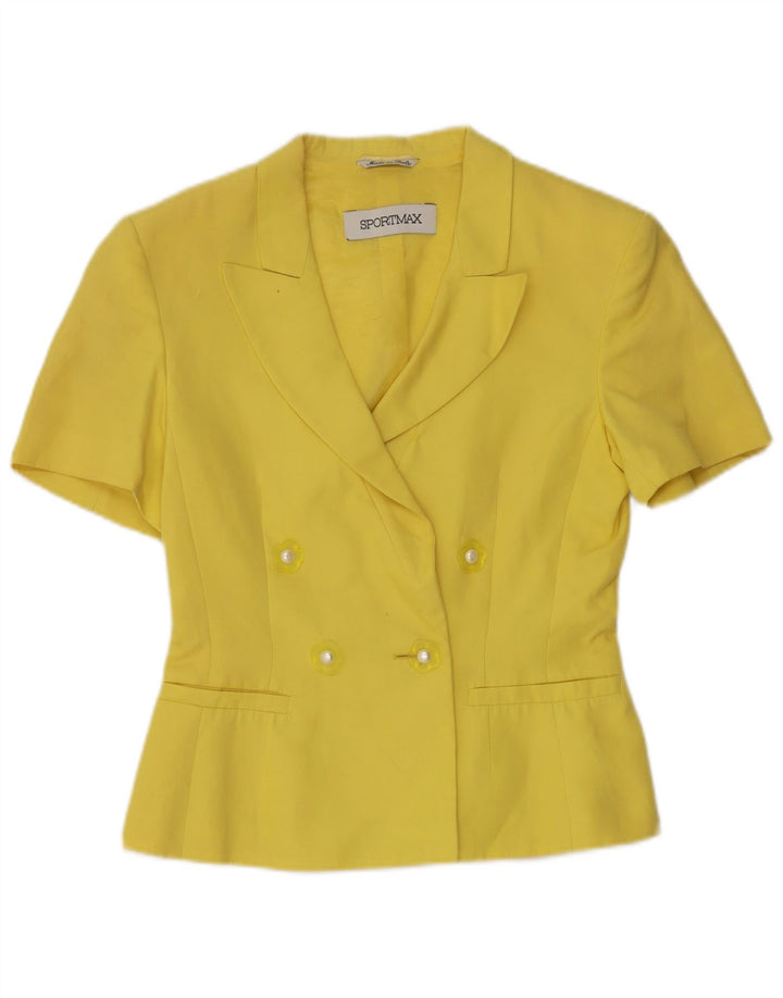 Sportmax Dame Kortærmet Blazer Jacket UK 10 Lille Gul