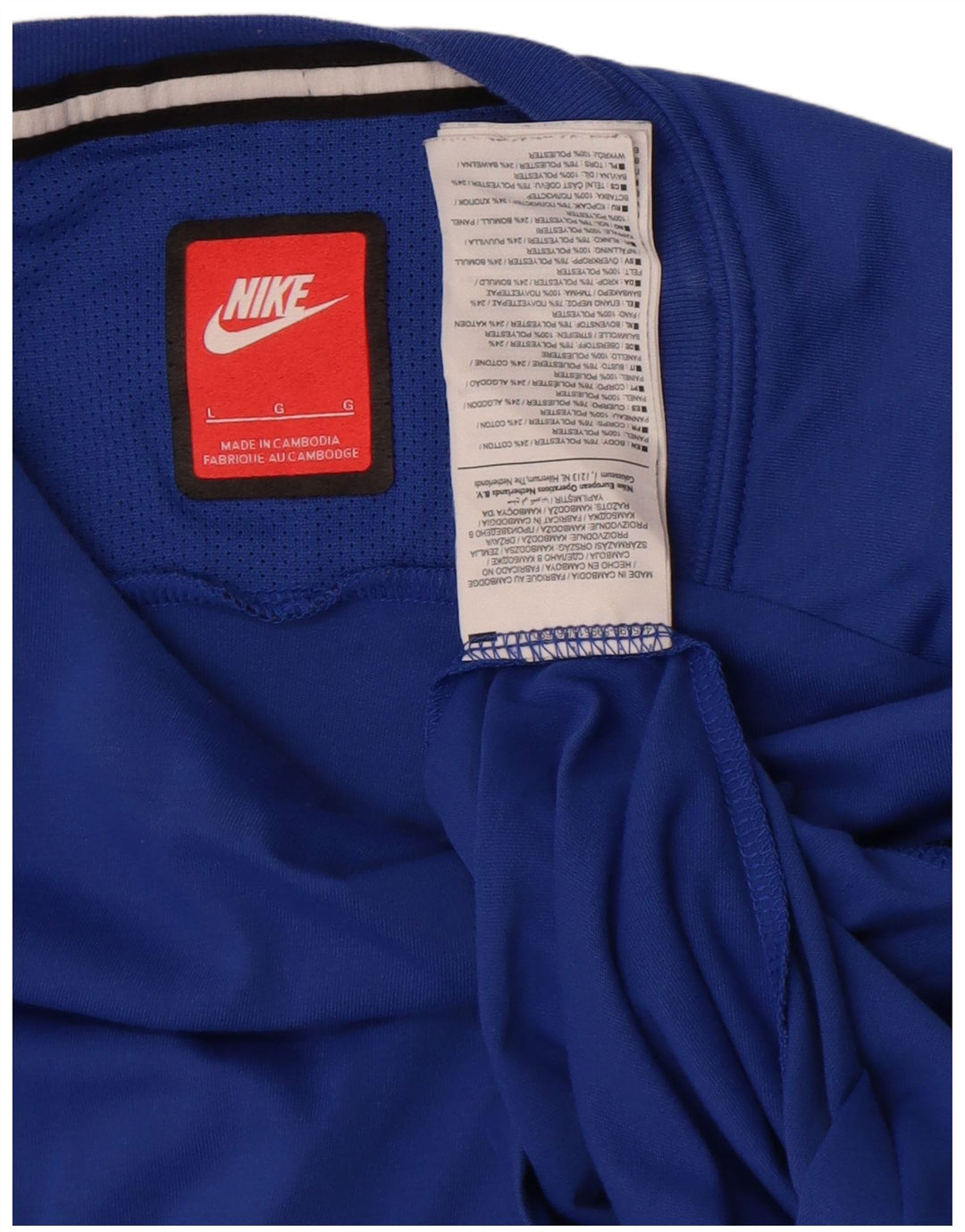 Nike T-shirt top til mænd, stor blå farveblok polyester