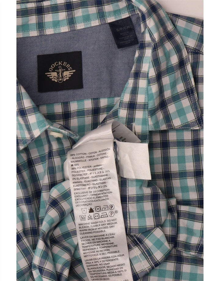 DOCKERS Mens Short Sleeve Shirt Small Blue Check Cotton Vintage Dockers and Second-Hand Dockers from Messina Hembry 